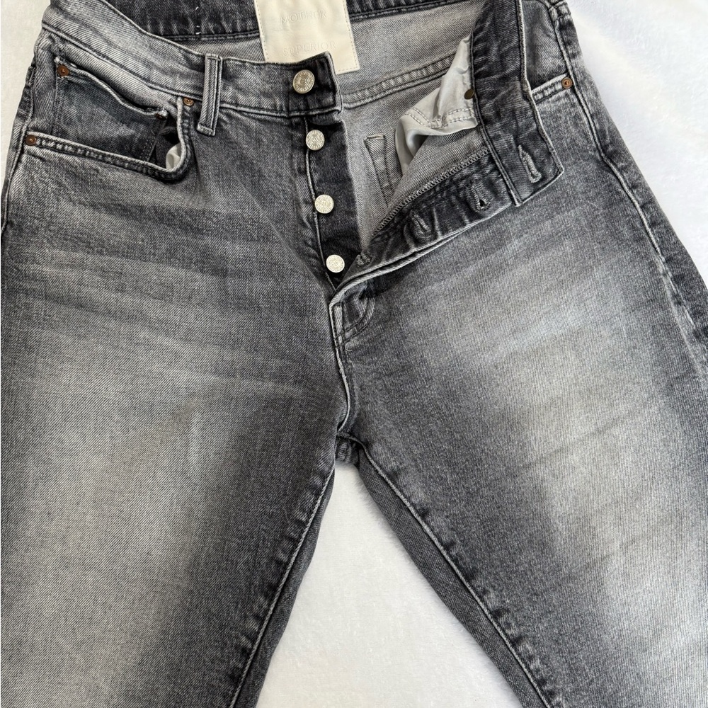 MOTHER Gray Ditcher Crop Jeans